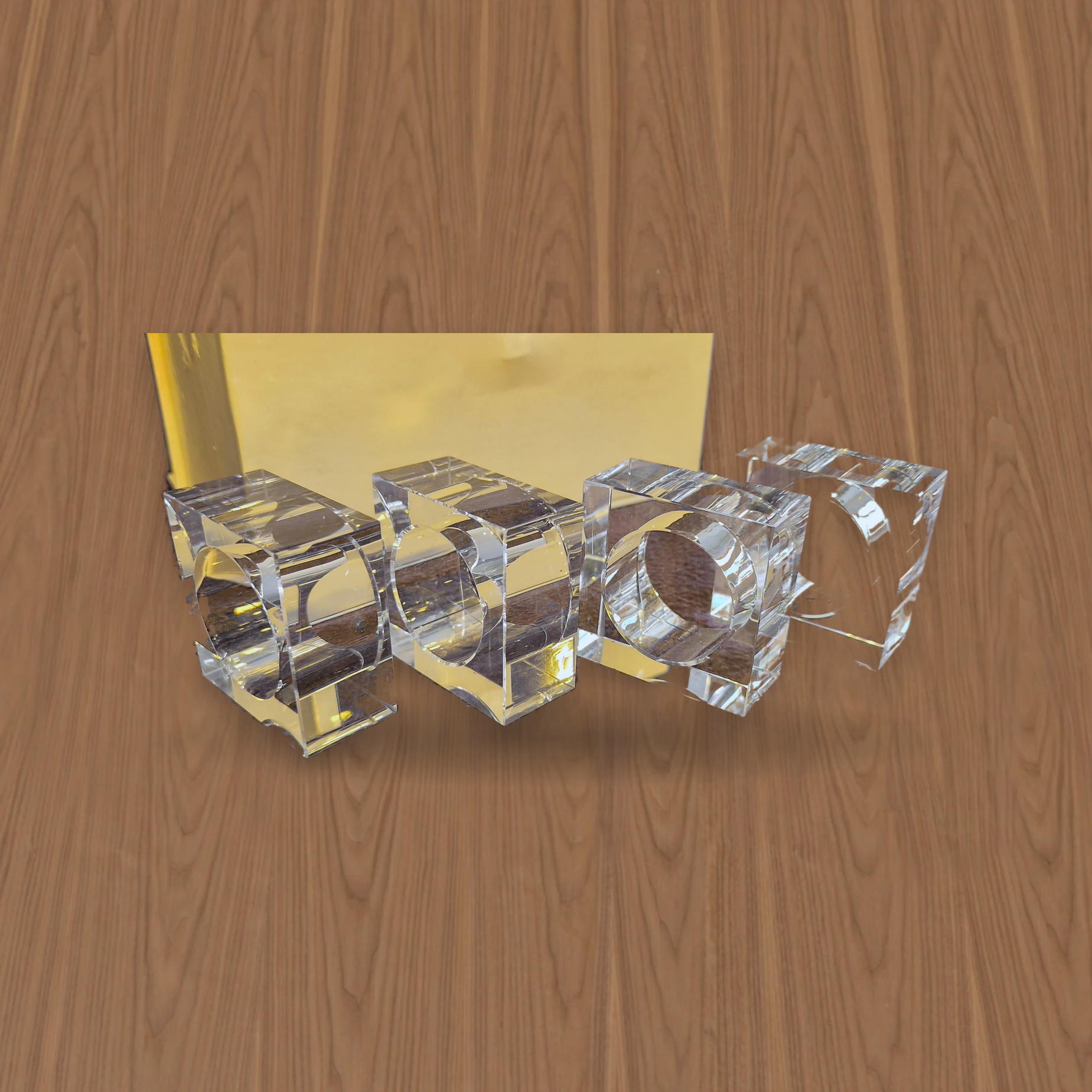 Mercer + Reid glass napkin rings, boxed