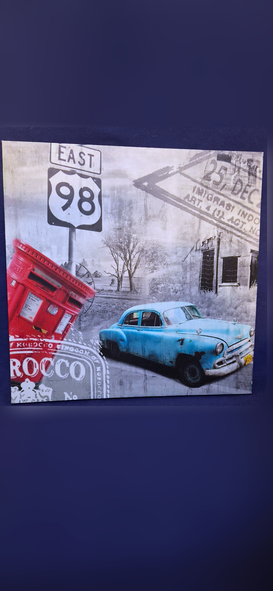 Canvas print - blue vintage car, 500 x 450