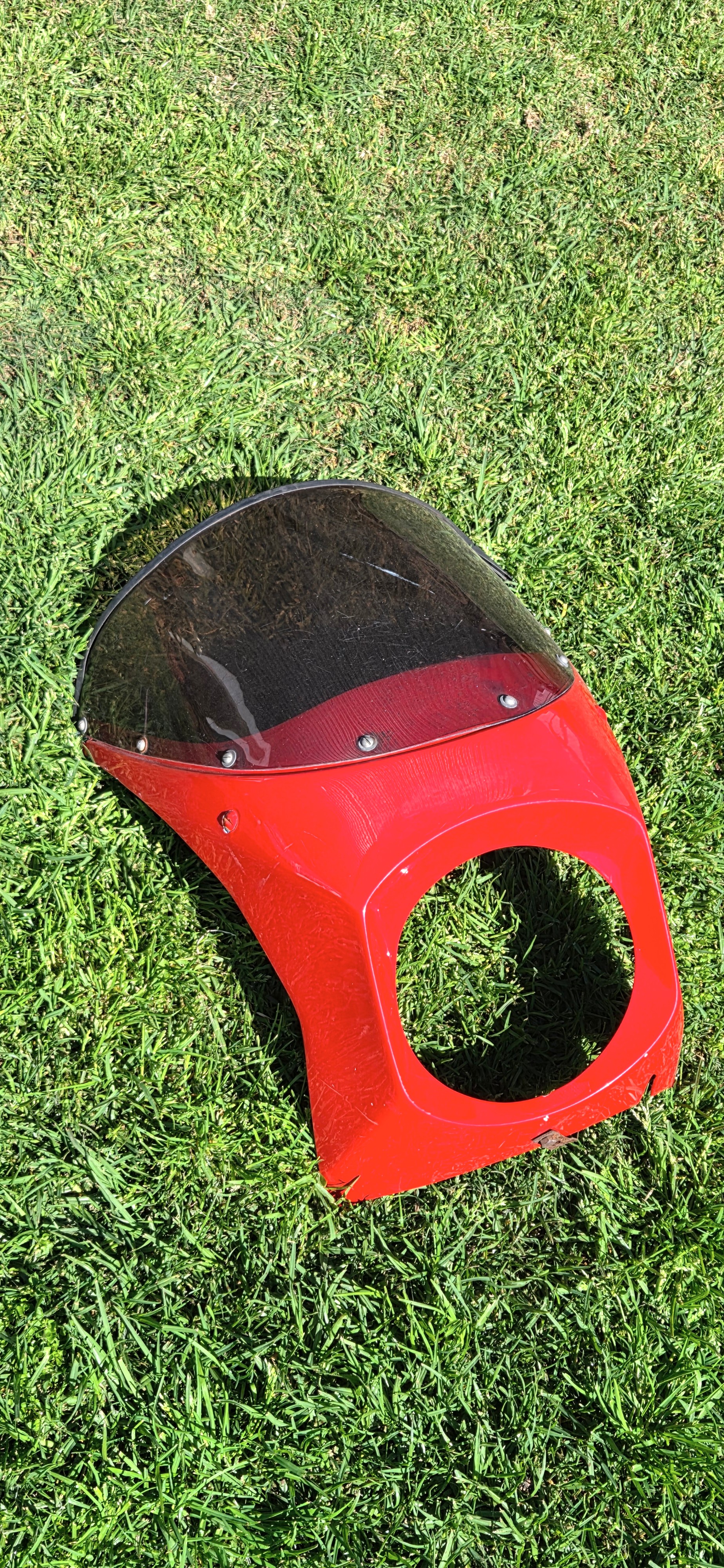 Vintage 70s/80s cafe racer headlight fairing - fibreglass, smoked screen, universal mount