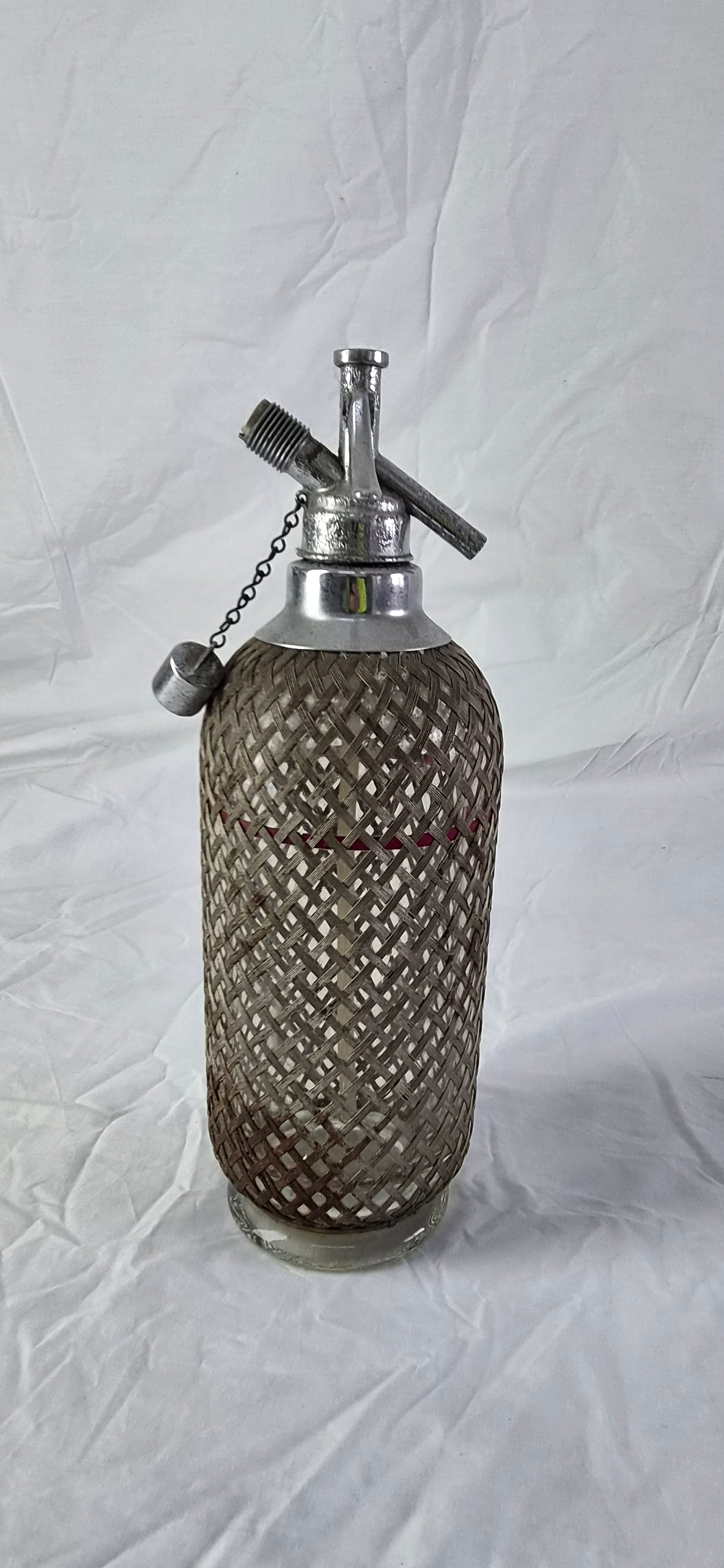 Sparklets Ltd London soda syphon c.1930s - red fill line, complete with bulb cap
